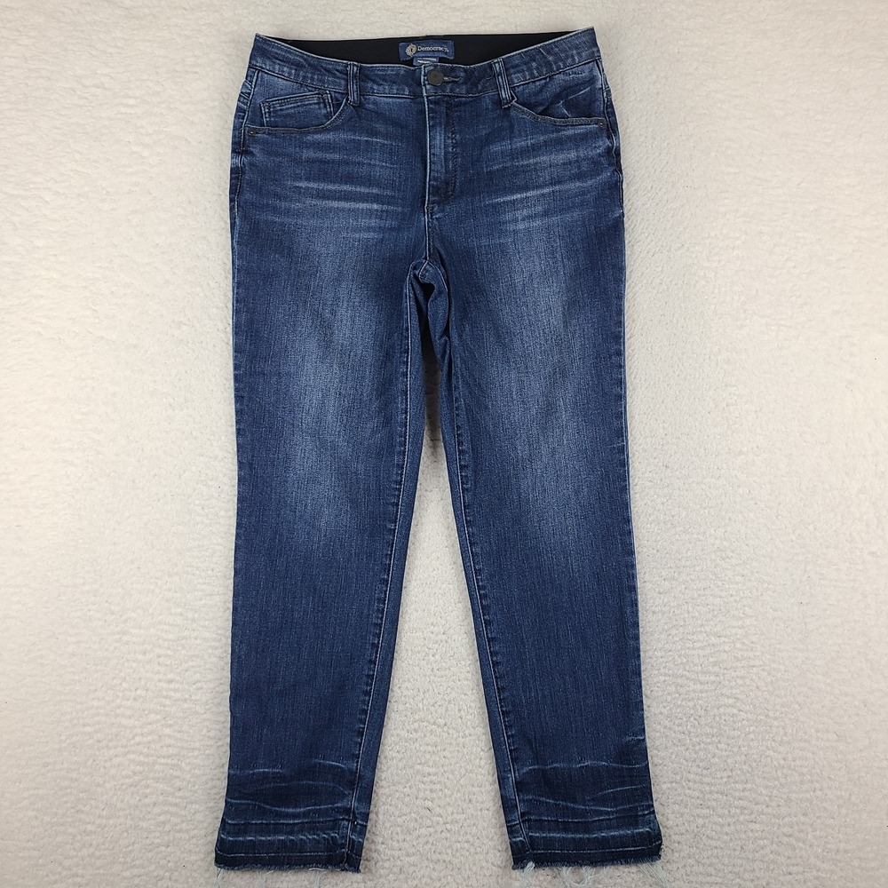 Democracy Jeans Womens 10 Blue Ab Solution Straight Ankle Dark Wash Denim